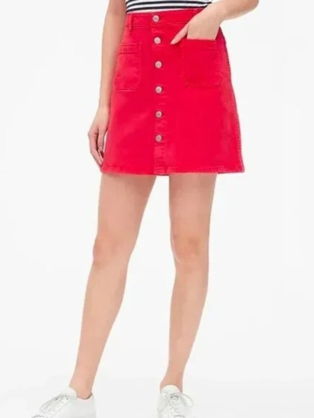 GAP red denim mariner skirt